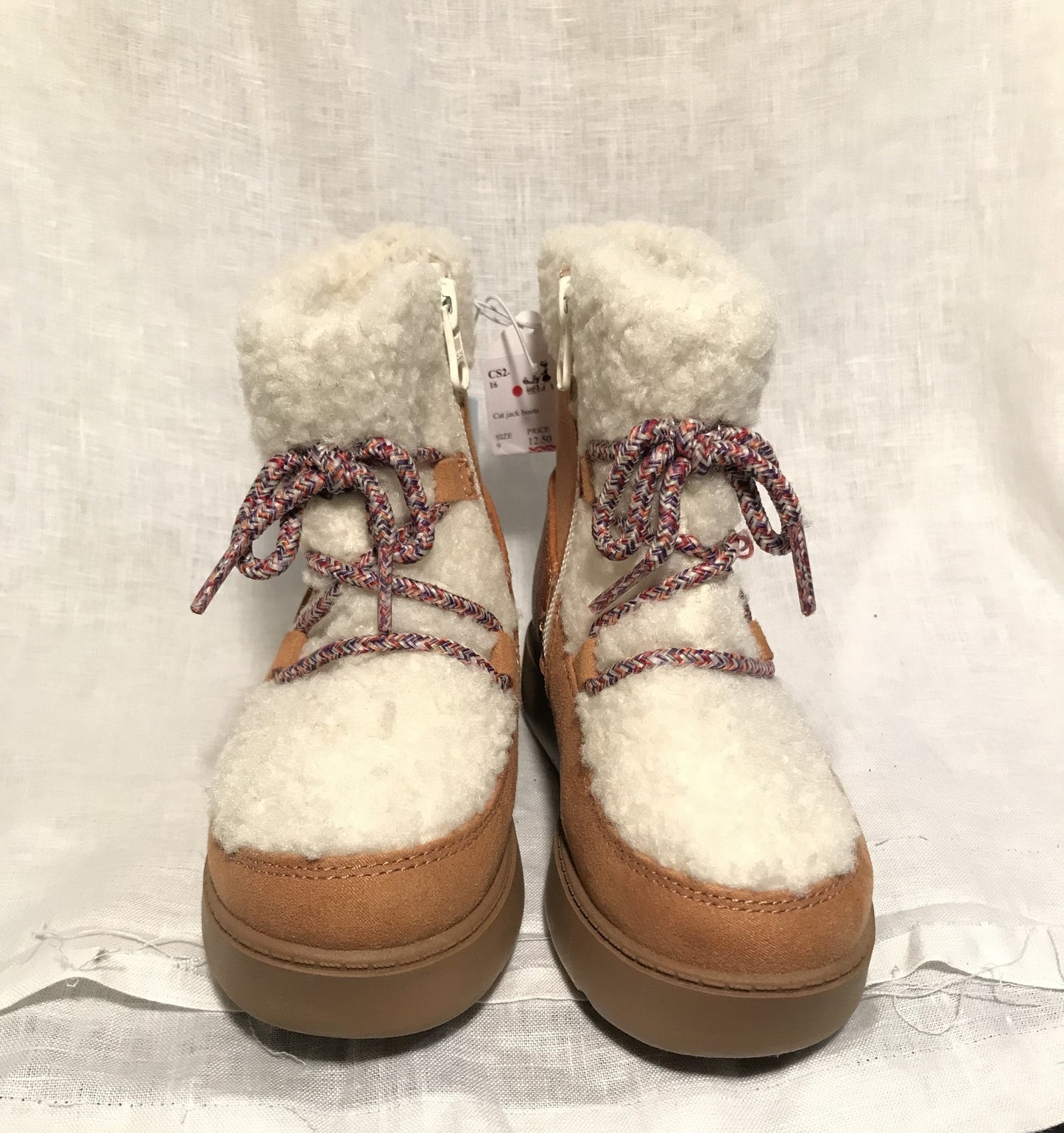 Tan & White Fur Boots- Sizes 11